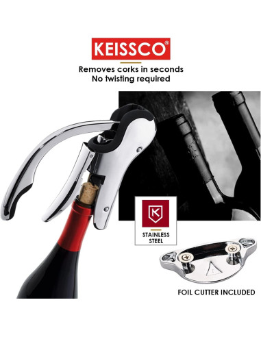 Abrebotellas de Vino KEISSCO Acero Inoxidable con Cortador