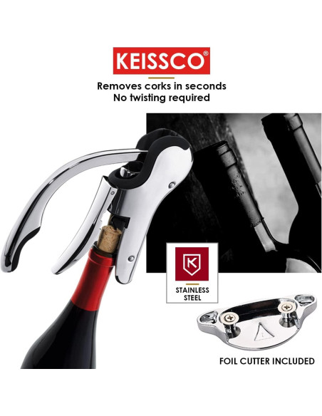 Abrebotellas de Vino KEISSCO Acero Inoxidable con Cortador