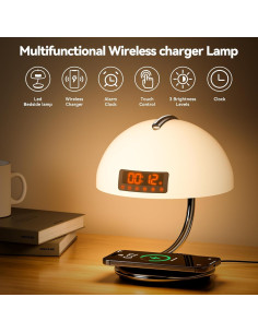 Lámpara Despertador Táctil Kingtron PW0062 con Carga Inalámbrica 2