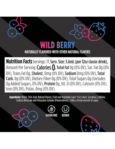 Gotas de Agua Saborizadas Ninja Thirsti Baya Silvestre 3 Pzs