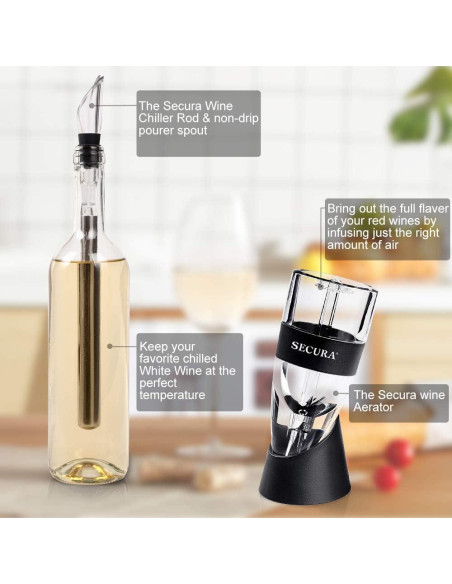 Set de Accesorios para Vino Secura 12 Piezas con Aerador