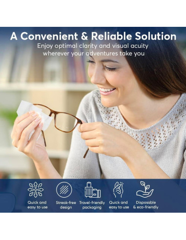 Toallitas para limpiar lentes MTBHY 50 unidades prehumedecidas