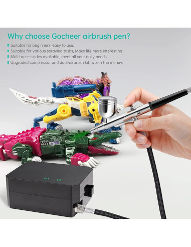 Kit de Aerógrafo Gocheer 40 PSI con Boquillas 0.2/0.3/0.5mm