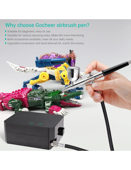 Kit de Aerógrafo Gocheer 40 PSI con Boquillas 0.2/0.3/0.5mm