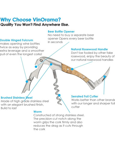 Sacacorchos 3-en-1 VinOrama con Mango de Palisandro