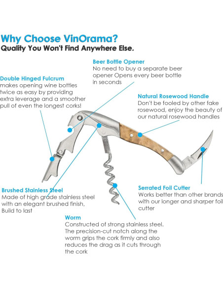 Sacacorchos 3-en-1 VinOrama con Mango de Palisandro