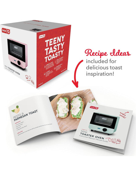 Horno Tostador Mini DASH Rosa 550W para Pan y Galletas
