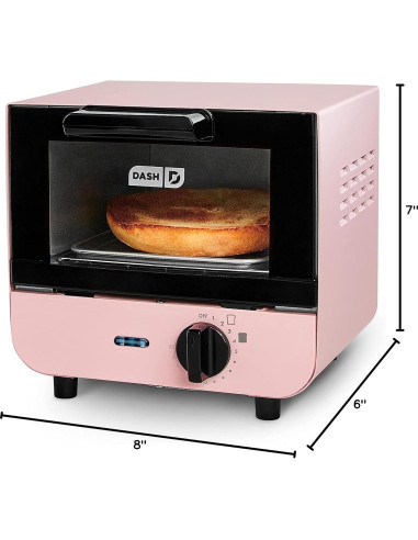 Horno Tostador Mini DASH Rosa 550W para Pan y Galletas