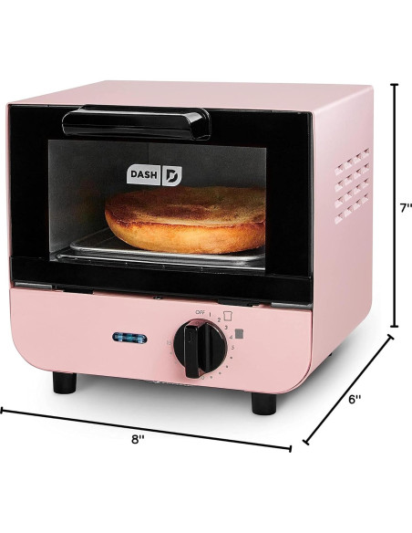 Horno Tostador Mini DASH Rosa 550W para Pan y Galletas
