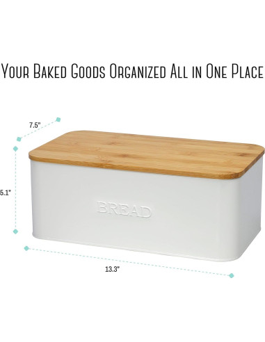 Caja de Pan Outshine Blanca con Tapa de Cortar de Bambú