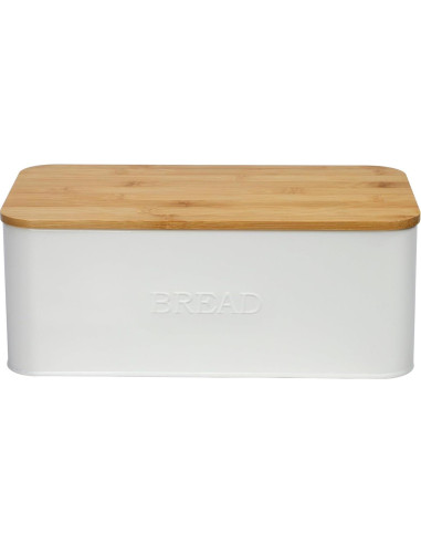 Caja de Pan Outshine Blanca con Tapa de Cortar de Bambú