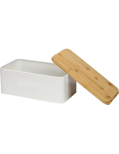 Caja de Pan Outshine Blanca con Tapa de Cortar de Bambú