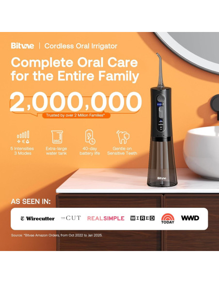 Limpiador Dental Bitvae C2 Inalámbrico 3 Modos IPX7 - Negro