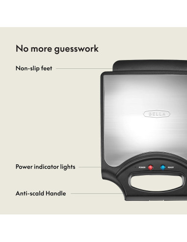 Fabricador de Waffles BELLA 4 Cuadrados Acero Inoxidable 1400W
