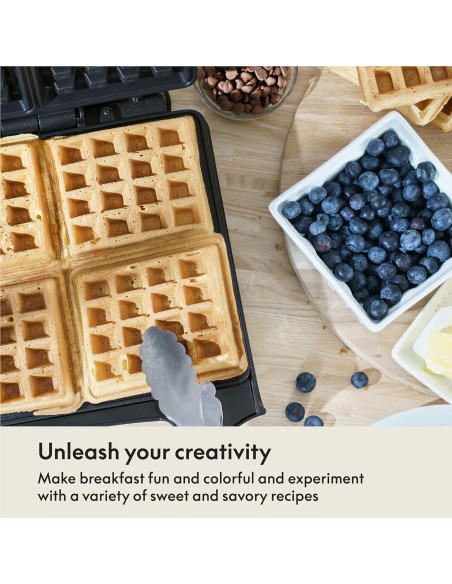 Fabricador de Waffles BELLA 4 Cuadrados Acero Inoxidable 1400W