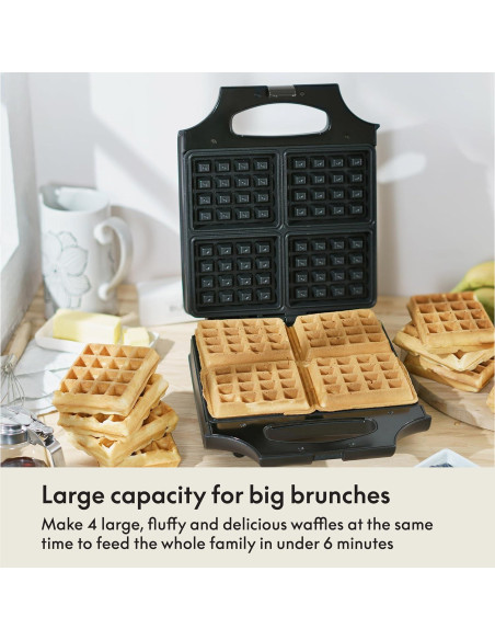 Fabricador de Waffles BELLA 4 Cuadrados Acero Inoxidable 1400W
