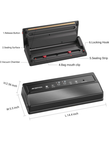 Sellador al Vacío GERYON E2900M, Potente y Delgado, 110W