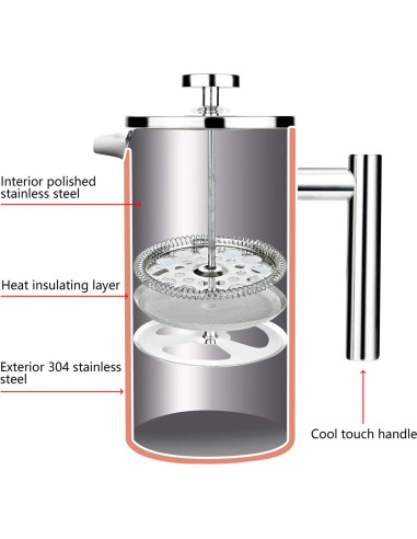 Cafetera Prensa Francesa VITASUNHOW Acero Inoxidable 0.99 kg
