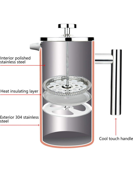 Cafetera Prensa Francesa VITASUNHOW Acero Inoxidable 0.99 kg