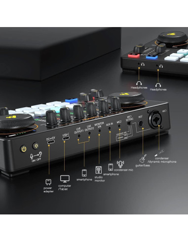 Interfaz de Audio MAONO AME2 con Bluetooth y 11 Pads