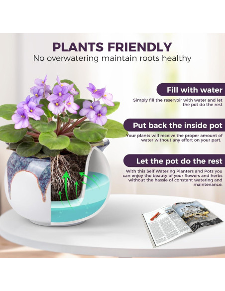 Maceta de Autorriego BUYMAX 15 cm Cerámica Violeta Africana