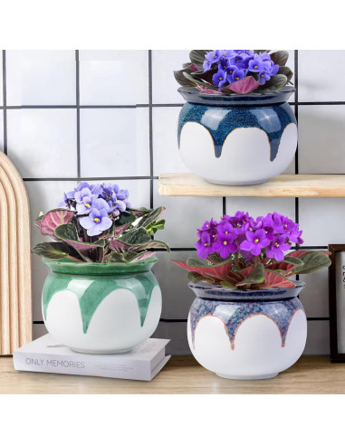 Maceta de Autorriego BUYMAX 15 cm Cerámica Violeta Africana