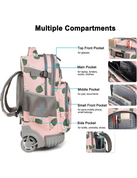 Mochila Rodante Tilami 18" para Escuela y Viajes - Cactus
