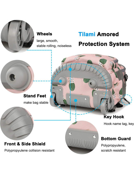 Mochila Rodante Tilami 18" para Escuela y Viajes - Cactus