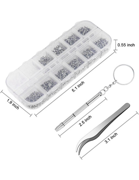 Kit de Reparación de Gafas Weico 1100 Piezas con Destornillador