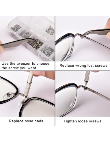 Kit de Reparación de Gafas Weico 1100 Piezas con Destornillador