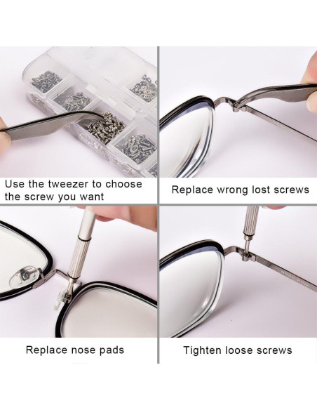 Kit de Reparación de Gafas Weico 1100 Piezas con Destornillador