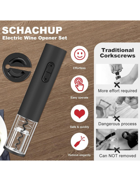 Abridor de Vino Eléctrico SCHACHUP Automático con Cortador