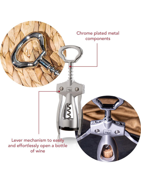 Sacacorchos Alado Vacu Vin - Acero Inoxidable - Plata