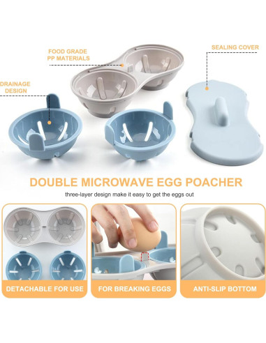 Cocinero de huevos al vapor LTWQLing 2 cavidades silicona