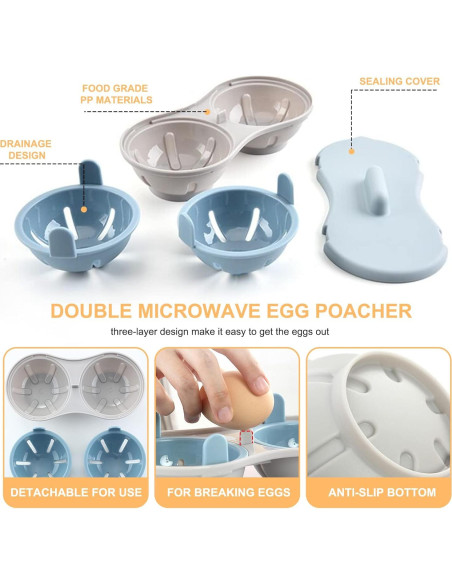 Cocinero de huevos al vapor LTWQLing 2 cavidades silicona