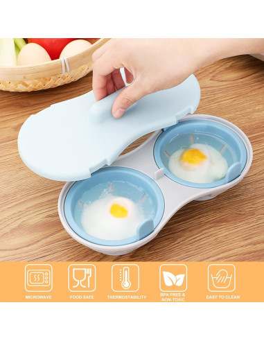 Cocinero de huevos al vapor LTWQLing 2 cavidades silicona