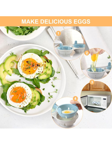 Cocinero de huevos al vapor LTWQLing 2 cavidades silicona