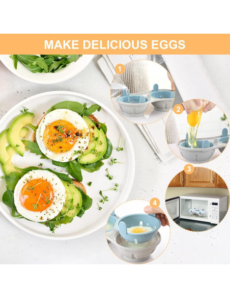 Cocinero de huevos al vapor LTWQLing 2 cavidades silicona