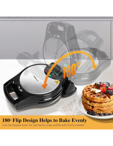 Aigostar Máquina de Waffles Belga Invertible 900W 4 Porciones