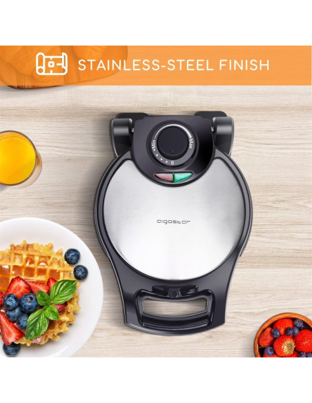 Aigostar Máquina de Waffles Belga Invertible 900W 4 Porciones