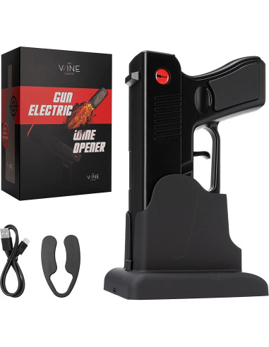 Abridor de Botellas Eléctrico The Wine Savant - Pistola Negra