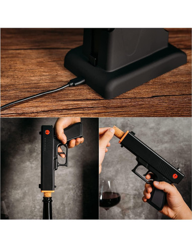 Abridor de Botellas Eléctrico The Wine Savant - Pistola Negra