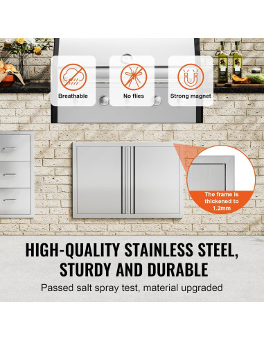 Puerta Doble BBQ VEVOR 75.5 x 53 cm Acero Inoxidable