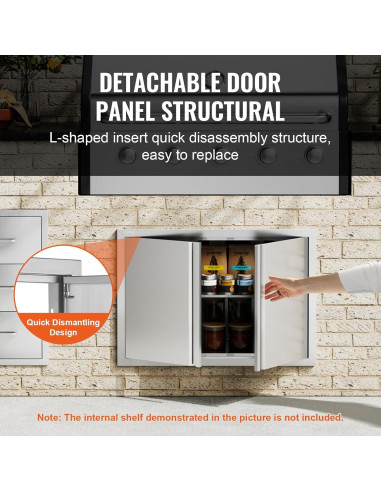 Puerta Doble BBQ VEVOR 75.5 x 53 cm Acero Inoxidable