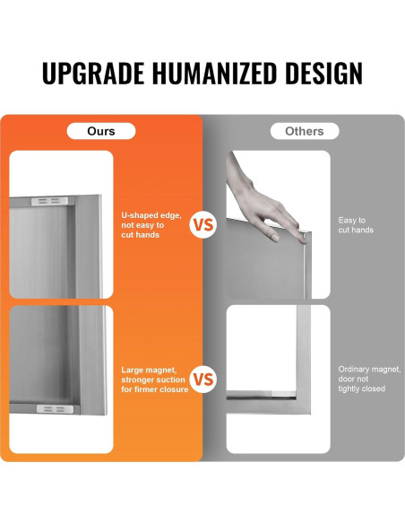 Puerta Doble BBQ VEVOR 75.5 x 53 cm Acero Inoxidable