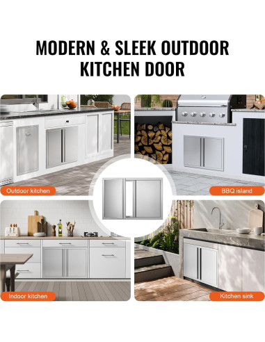 Puerta Doble BBQ VEVOR 75.5 x 53 cm Acero Inoxidable