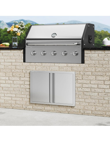 Puerta Doble BBQ VEVOR 75.5 x 53 cm Acero Inoxidable