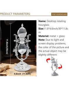 Reloj de Arena Rnuie 30 Min 29.97 cm Decorativo Plata 2