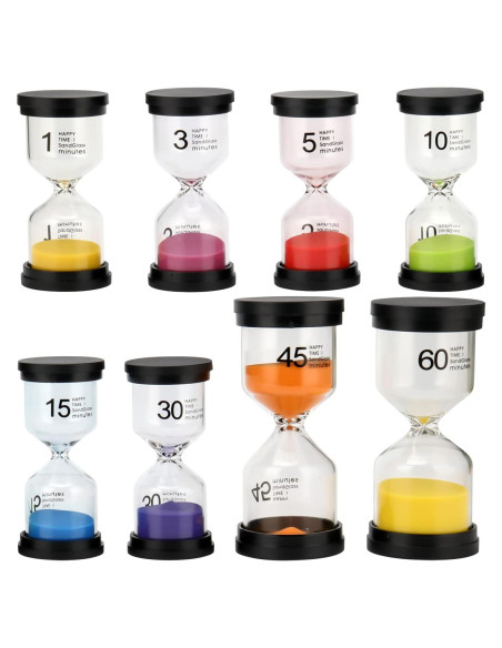 Temporizador de Arena HOZEON 8 Piezas Multicolor 1-60 Min