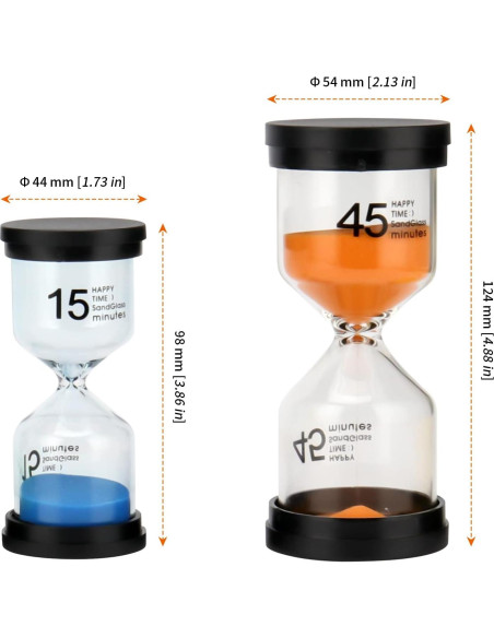 Temporizador de Arena HOZEON 8 Piezas Multicolor 1-60 Min